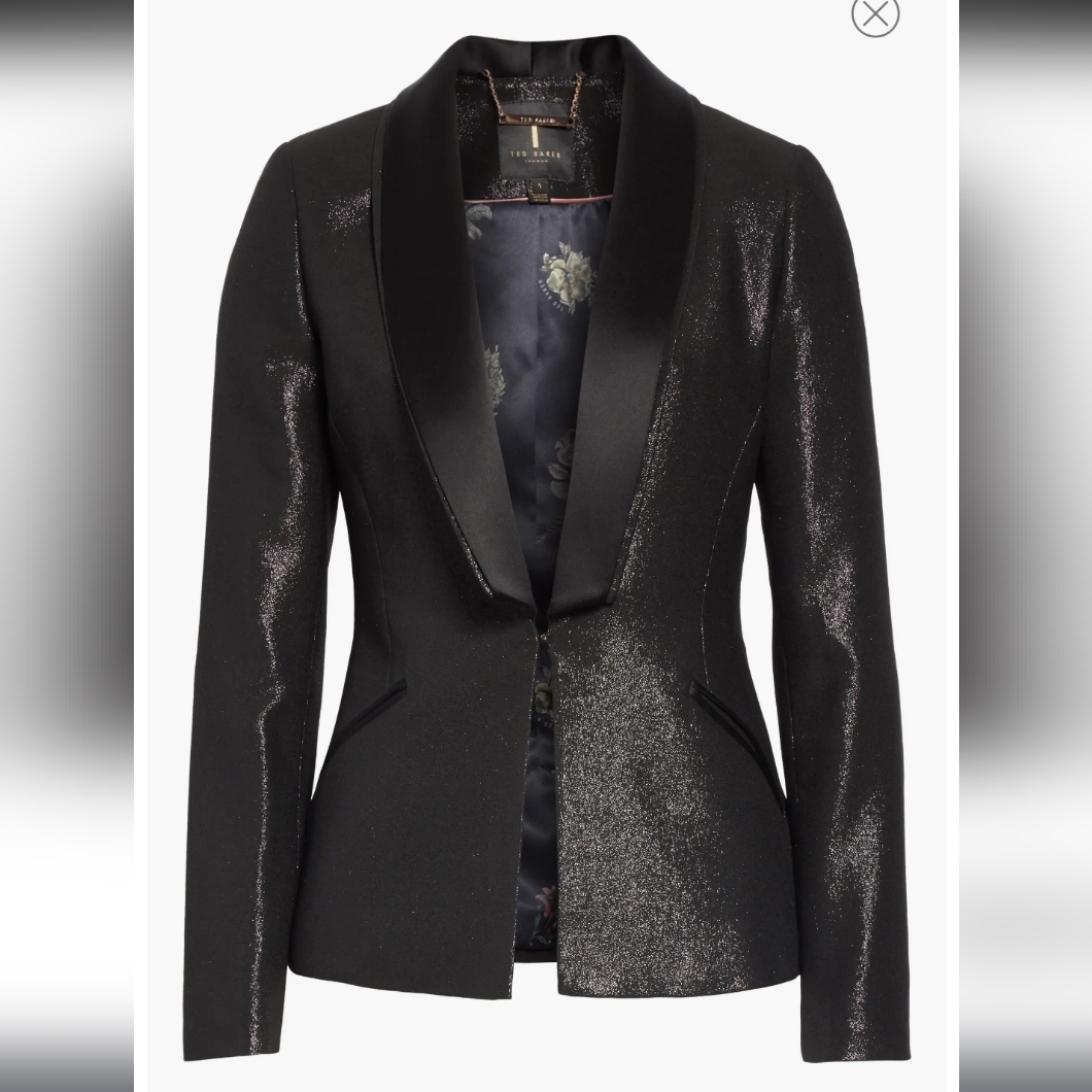 Ted Baker Caysi Metallic Tuxedo Suit Jacket In Black